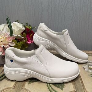 Nurse Mates All Day Comfort Dove Work Clog White Leather Nurses Shoes Sz 9W